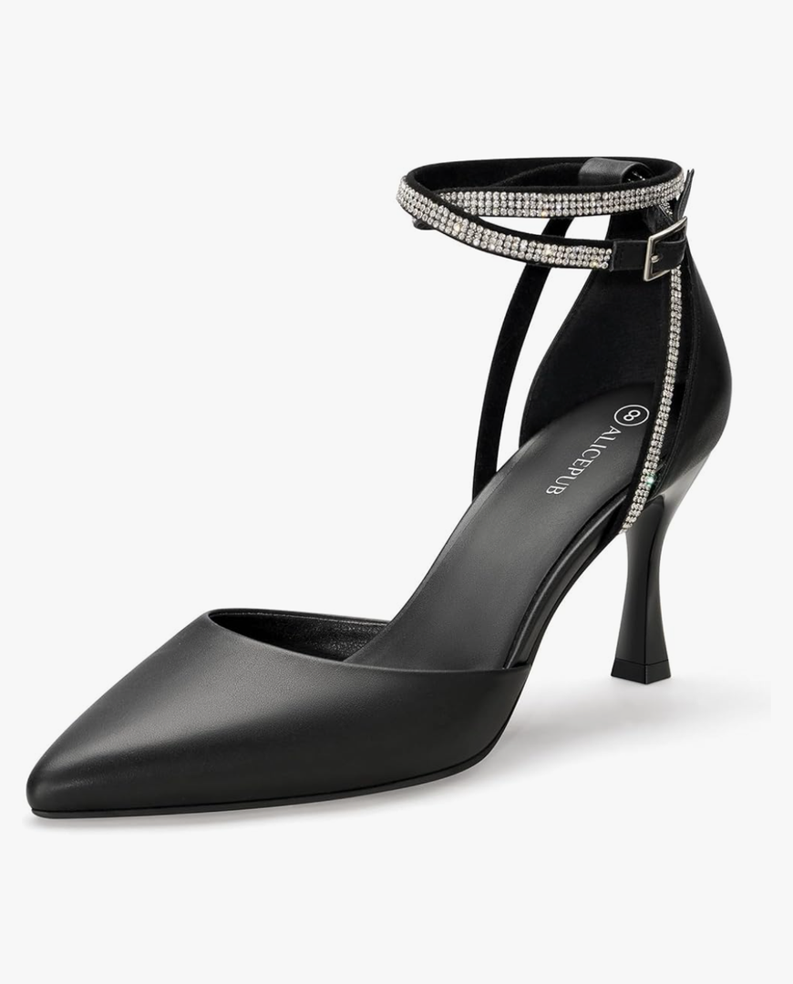 ALICEPUB Women's Slingback Kitten Heels - Closed Pointed Toe Low Heels Comfortable Dress Shoes for Wedding, Bridal, Business, Office, Work, Casual Pumps
