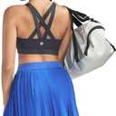 RUNNING GIRL Sports Bras for Women,Padded Strappy Sports Bras Criss-Cross Back Medium Support Sports Bras with Removable Cups (Blue, S)