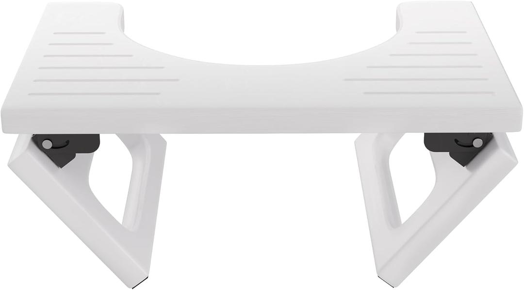 AmazerBath 7 Inches Bamboo Toilet Stool Squat for Adults, Foldable Poop Stool for Bathroom, 0.79" Thickness Potty Step Stool with Non-Slip Strip, No Assembly Required, Space-Saving, White