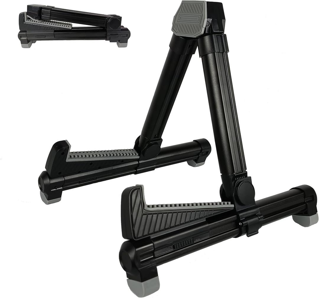Adjustable, Folding Guitar Stand for Acoustic, Classical, Electric Guitars, Bass, Ukulele, Banjo (Black)