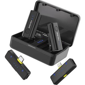 FULAIM X2 Wireless Lavalier Microphone for iPhone Android Phones iPad Tablets, Clip on Lapel Microphone System with 24H Charging Case for Video Recording Vlogging, YouTube, Interview