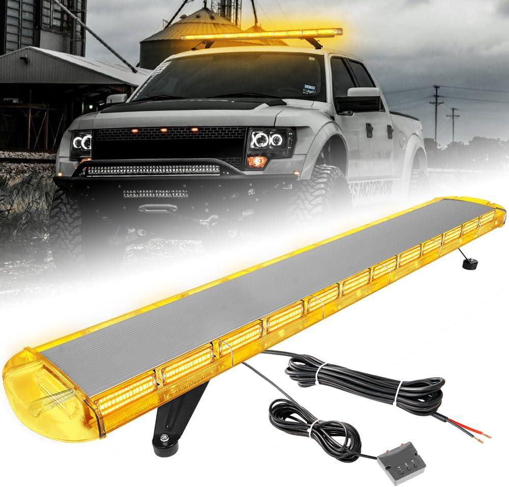 ASPL 53 inch 260 LED Low Profile Rooftop Strobe Lights Bar High Intensity Emergency Warning Flashing Beacon Snow Plow Light Traffic Advisor Car Hazard Construction Roof Lights Bars (Amber)