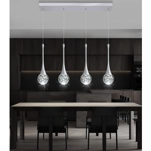4-Lights Modern Pendant Lights for Kitchen Island LED Dimmable Crystal Glam Ceiling Pendant Lighting Chandelier for Dining Room Hallway Bedroom Silver, 4 Lights Rectangular
