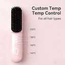 2026 Upgraded Go Brush - Pro for Short Hair - Cordless Straightening Brush with Fast Heat, 3 Temperature Settings, Ionic & Ceramic Care, USB-C Rechargeable for Frizz-Free Styling (Pink)