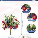 BLOSMON Red White and Blue Flowers: 4 Bundles Fake Flowers 4th of July Patriotic Decorations for Table Centerpieces - USA 250 Anniversary Artificial Bouquet Home Memorial Day Decor (Vase Not Included)