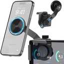 JINKEY Magnetic Phone Mount for Tesla Model 3/Y/X/S 2025, Foldable 360° Rotating Metal Holder with Extension Arm, MagSafe Compatible Dashboard Stand for iPhone 16/15/14 Pro Max