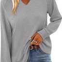 StunShow Women Sweatshirts Long Sleeve Shirts V Neck Casual Cute Loose Fit Lightweight Pullover Tops