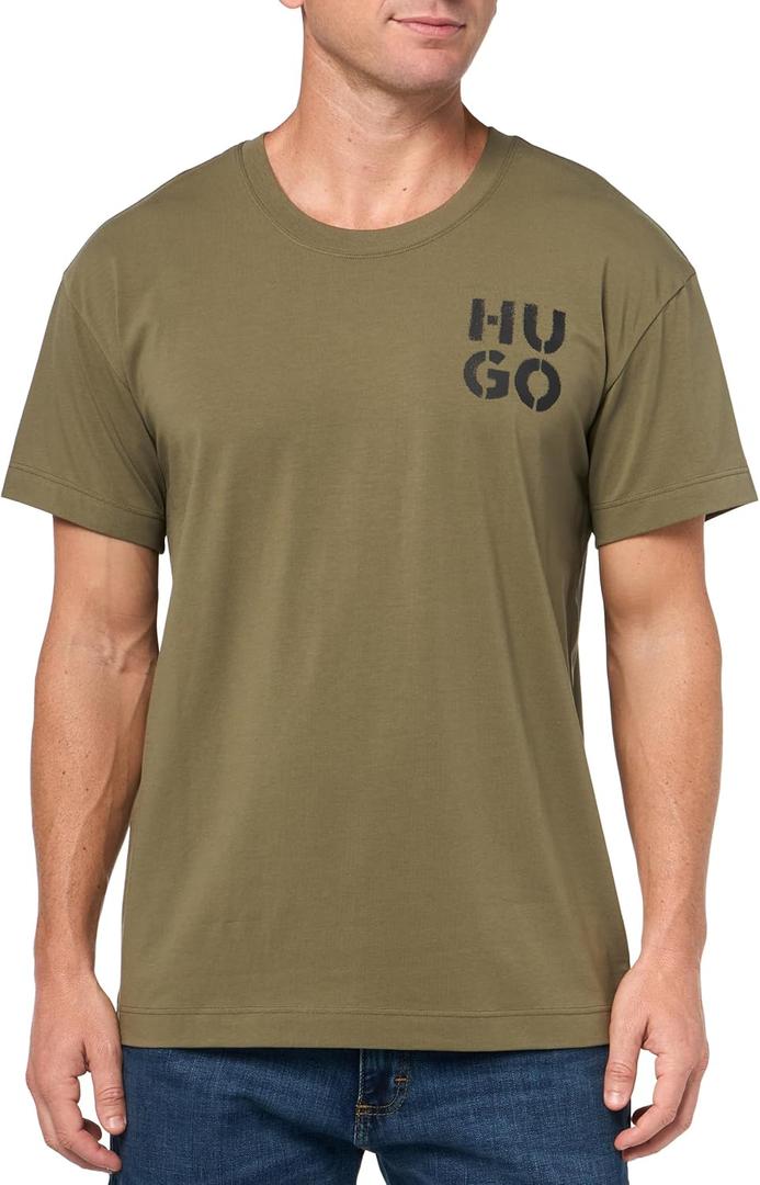 HUGO Men's Stacked Logo Cotton Stretch T-Shirt (Large)