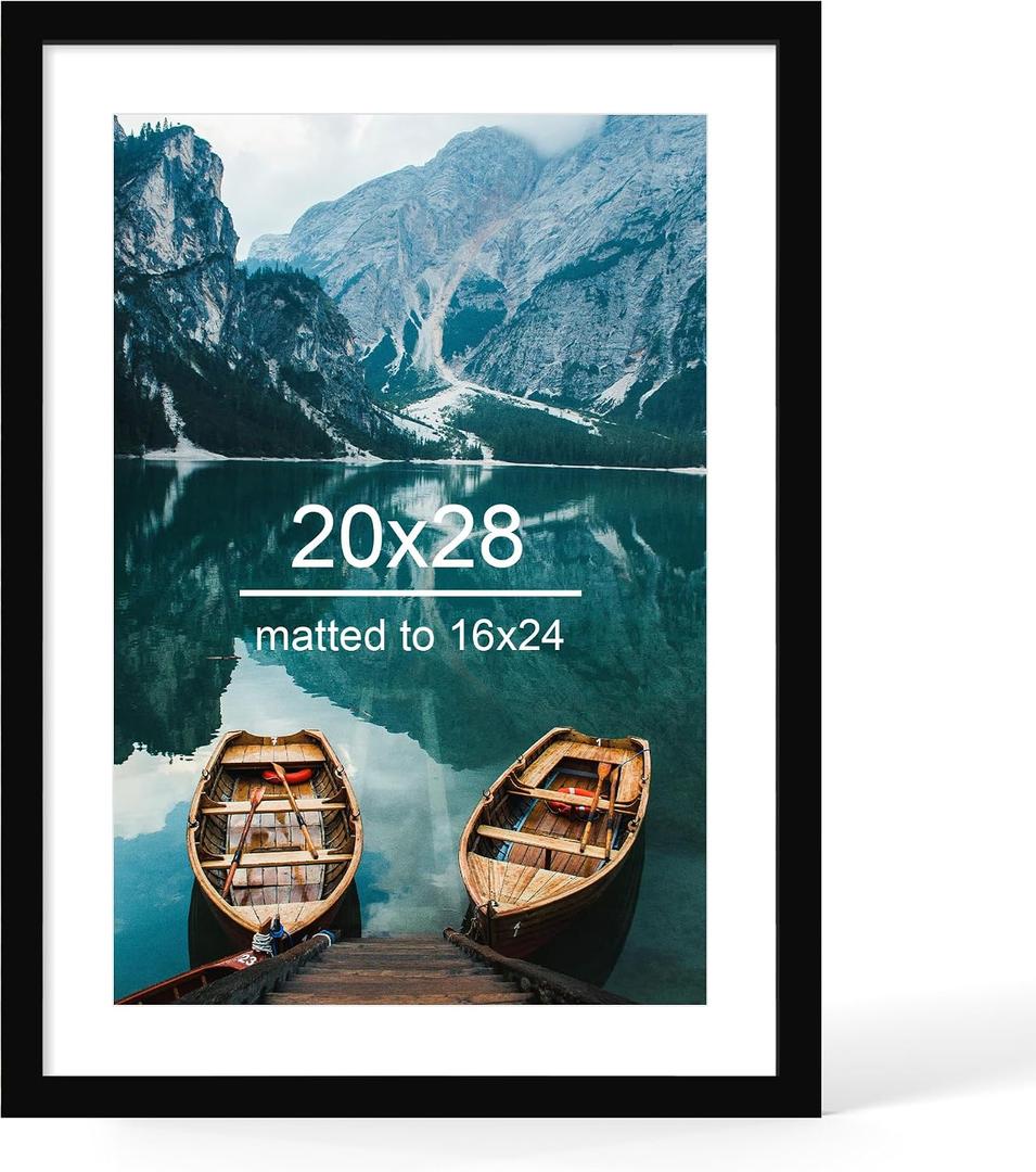 Hongkee 20x28 Picture Frame, Black Wood Style, Wall Mounting
