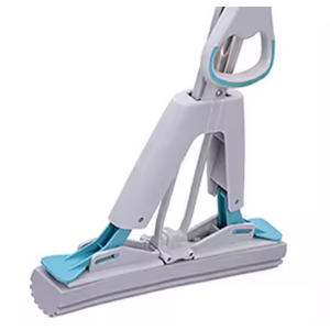 Wusudur Sponge Mop for Home Commercial Use Tile Flooring Bathroom Garage Cleaning Hands-Free Stainless Steel Long Handle with Two Super Absorbent Sponge Head, Green