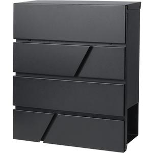 Jssmst Locking Mailbox Wall Mount- Waterproof mailboxes with Secure Key Lock and Newspaper Compartment, Key Lock Drop Box Extra Large Capacity, 12.9 x 4.1 x 14.2 Inch, Black, SM-HPB936 New