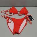 Suvimuga Women's Triangle Bikini Top Push up Padded Halter String Bathing Suits Top (L)