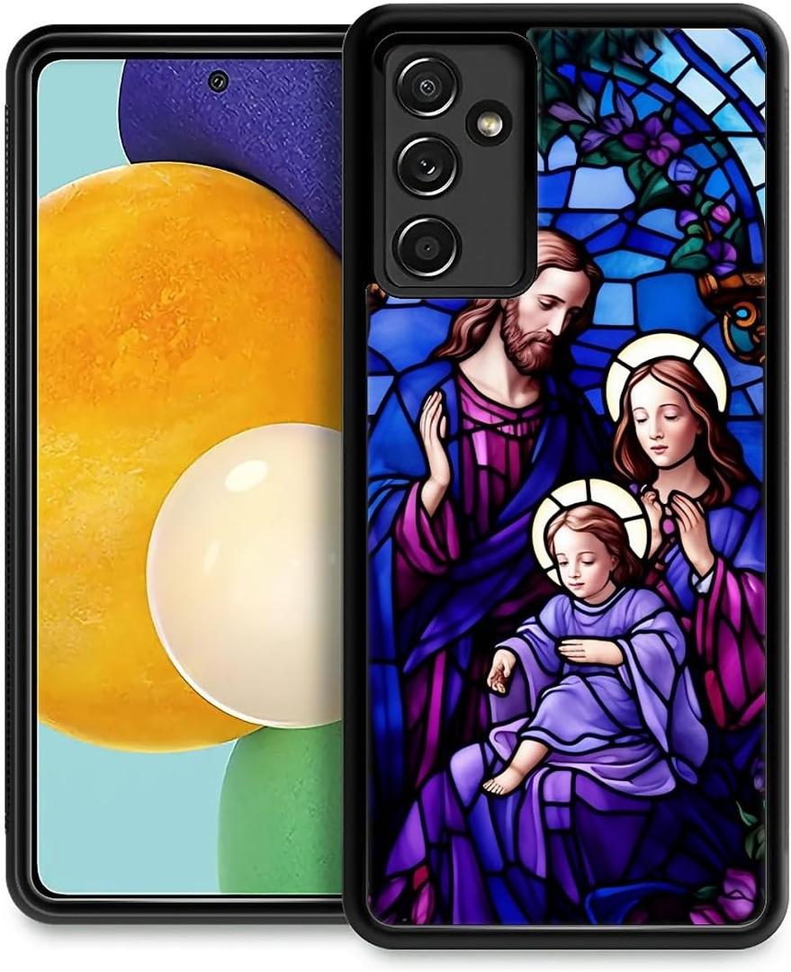 CARLOCA Compatible with Samsung Galaxy A13 5G Case, Purple Virgin Jesus Churches Pattern for Girl Ultra Protection Shockproof Soft Silicone TPU Non-Slip Back