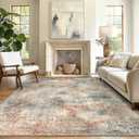 GENIMO Washable Area Rugs for Living Room, 9x12 Modern Non Slip Rugs, Low Pile Lightweight Soft Print Rug for Bedroom, Dining Room, Home Office, Multi