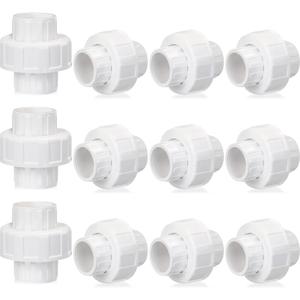 Pangda 12 Pcs PVC Union Coupling Pipe Fitting PVC Slip Union Pipe Fittings Adapter Coupling Schedule, White (3/4") (0.75 Inch)