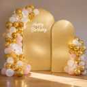 Gold Shimmer Arch Backdrop Cover Set of 2(6 7.2FT),Glitter Spandex Fitted Chiara Cover with Zipper,Thick Soft Stretchy Sequin for Wedding Birthday Party Baby Shower Photo Backdrop Decoration