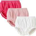 SOBOWO 3-Pack Bloomers for Baby Girls Diaper Covers Ribbed Ruffle Solid Triangle Baby Girl Shorts Summer Toddler Underwear 3XL