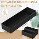Teling Large Rectangular Desk Organizer Set, Half Accessory Tray, Plastic Tabletop Organizer for Office, Home, or Study, Dimensions: 9.45 x 2.95 x 1.38 Inches(4 Pcs,Black)