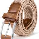 BULLIANT Stretch Belt Men,Mens Gift Woven Braided Web Belt 1 3/8 for Golf Casual Pants Shirts Jeans (Brown)