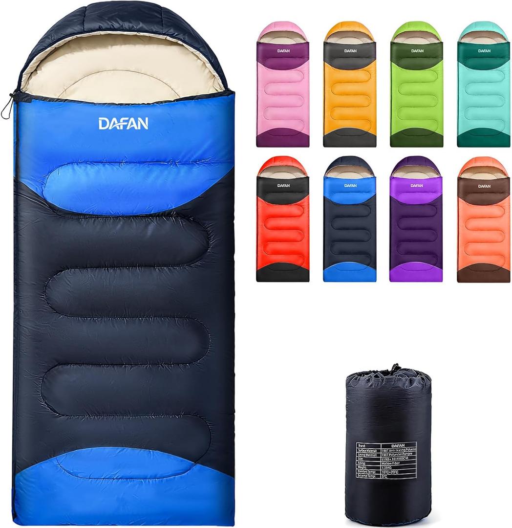 Lightweight Sleeping Bag for Adults, 3-Season Waterproof Backpacking Sleeping Bags with Compression Sack, Comfort Temp 5068F, Portable Camping Essential Gear for Travel, Hiking, Outdoor, Indoor