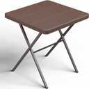 Folding Table, 27" Small Foldable Table No Assembly, Square Folding Card Table with Heavy-Duty Steel Frame, Portable Indoor Outdoor Tables for Camping, Patio, Picnic, RV, Dorm, Small Spaces, 2.25 FT