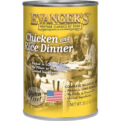 Evanger's Heritage Classic Chicken & Rice Dinner – 1 Count, 20.2 oz Each – Wet Dog Food with Chicken and Rice – Gluten-Free Loaf Style Meal – Complete and Balanced for All Life Stages, BB Date: Dec 2026