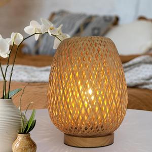 Boho Table Lamp - Small Lamps for Bedroom, Wicker lamp, Rattan Lamp, Boho Bamboo Woven Table Lamp for Bedroom Living Room Desk, 2700K T45 LED Bulb Included