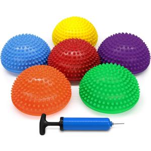 Yes4All Hedgehog Balance Pods for Exercise, Core Body Balancing, Balance Pods for Kids & Adults with Hand Pump - Set of 6