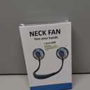 Neck Fan - 2600mAh Battery Operated Hands Free Fan, Portable Hang Around Neck Fans for Fishing, Camping, Hiking, Working, USB Powered, Over 12 Hours Cooling (Black)