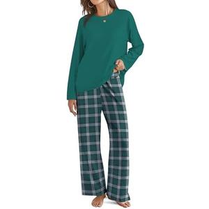 SHESHOW Pajamas for Women Set Long Sleeve Tops Plaid Pajama Pants with Pockets Winter Womens Pjs Sets Medium