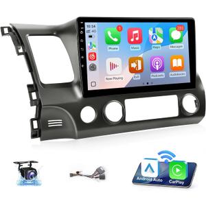 Upgrades Stereo for Honda Civic 2006-2011 Radio Wireless Apple Carplay Android Auto Leadfan 10.1" IPS Touchscreen for Honda Civic Radio Android Headunit Display GPS WiFi FM Mirrorlink Rear Camera SWC