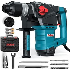 ENEACRO 1-1/4 Inch SDS-Plus 12.5 Amp Heavy Duty Rotary Hammer Drill, Safety Clutch 3 Functions with Vibration Control Including Grease, Chisels and Drill Bits with Case ENEACRO 1-1/4 Inch SDS-Plus 12.5 Amp Heavy Duty Rotary Hammer Drill, Safety Clutch 3 Functions with Vibration Control Including Grease, Chisels and Drill Bits with Case