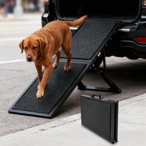 Dog Ramp for Car,49.4"x 16.1" Dog Stairs for Large Dogs with Anti-Slip Surface, Large Folding Pet Stairs for SUV, Truck with Adjustable Height, Outdoor Portable Wide Dog Steps up to 99LBS