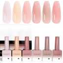 CANNI 6 Colors 9 Ml Jelly Gel Nail Polish Set- Neutral Transparent Jelly Nude Pink Colors Sheer Gel Polish Kit, Soak Off LED Nail Gel Manicure Kit DIY at Home Salon Gifts