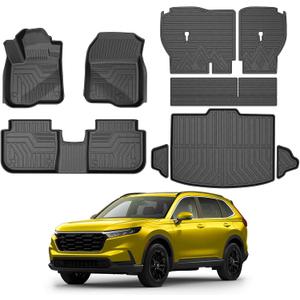 KUST Floor Mats Cargo Mat Set for Honda CR-V 2023-2025 2026 (Not for Hybrid), All Weather Cargo Trunk Liner Backrest Mat for CRV Accessories TPE Rubber Raised Edge (for Cargo in Lower Deck Position)