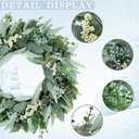 Eucalyptus Wreaths 22" Large Artificial Greenery Outdoor/Indoor Wreath Spring/Summer/Winter Wreath Green Wreaths for Front Door Porch Window Wall Hanging Decor All Year Round Wre-athGreen