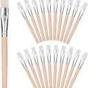 20Pcs 3/5 Inch Flat Paint Brushes, Wood Paint Brush, Watercolor Paint Brush, Small Paint Brushes with Wooden Handle, Craft Paint Brushes for Watercolor, Oil, Crafts, Face Body Art, Acrylic, White