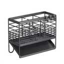 Draining Dish Rack with Cutlery Drainer & Utensil Holder - 3-Tier Steel Organizer, Self-Draining Tray, Space-Saving for Countertops (Gray)