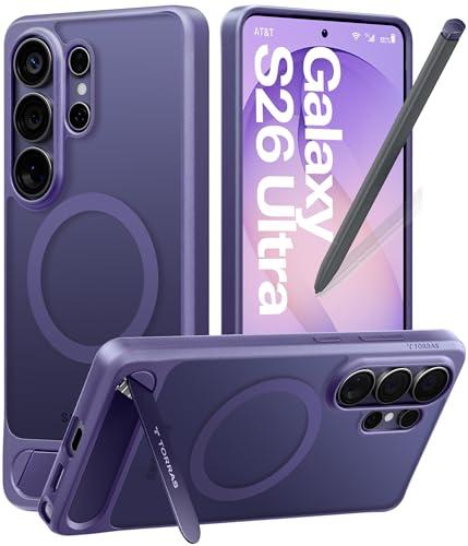 TORRAS Strong Magnetic & Seamless Stand for Samsung Galaxy S26 Ultra Case, Fit for MagSafe, Mil-Grade Drop Protection, Kickstand for Samsung Galaxy S26 Ultra Case, Translucent Back/Purple Edge