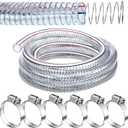 Frienda Heavy Duty Steel Wire Flexible Tubing with Fasteners PVC High Pressure Oil Drain Hose Tube Clear Wire Reinforced for Pond Marine Bilge Pump Garden Pool Vacuum Suction Hose(10 Ft, 3/4 Inch Id)