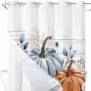 Fall Thanksgiving No Hook Shower Curtain with Snap in Liner, Farm Autumn Pumpkins Curtain See-Through Top Double Layers Fabric Shower Curtains Country Plant on Wood Board for Bathroom Decor, 72x72in (Grey Orange Blue)