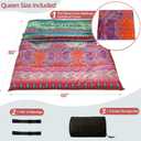 MAXYOYO Bohemian Futon Floor Mattress Boho Floral Style Japanese Tatami Mat Foldable Mattress Portable Camping Sleeping Pad Lounger Couch, Queen