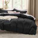 Bedsure Black Duvet Cover Full Size - 3 Pieces Prewashed Extra Soft Cotton-Like Polyester Bedding Set, Includes 1 Duvet Cover 80x90 Inches with Zipper Closure & 2 Pillow Shams, Comforter Not Included