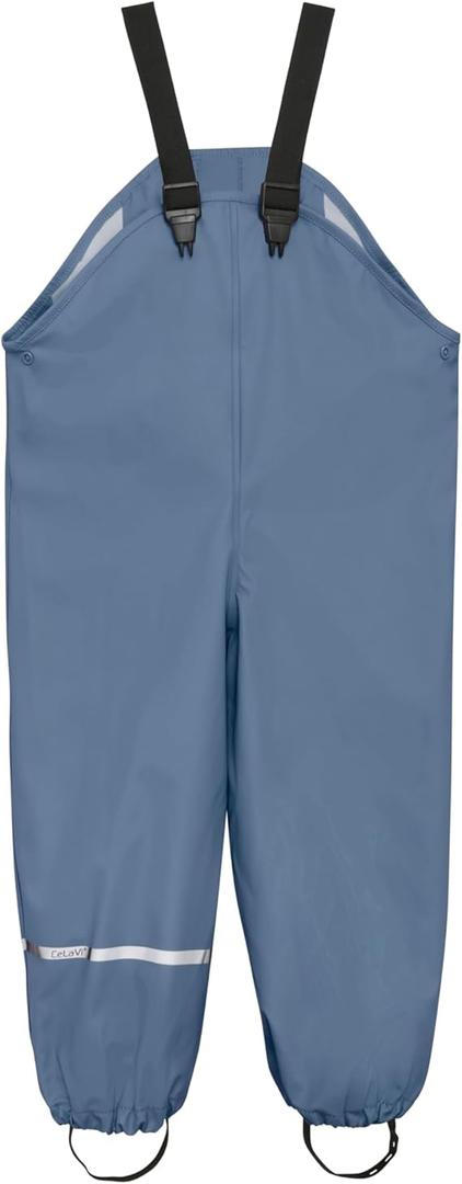 CeLaVi European Kids Wind, Mud, Snow and Waterproof Rain Pants Dungarees Unlined and Fleece Lined for Boys Girls (5T, Misty Rose-lined)