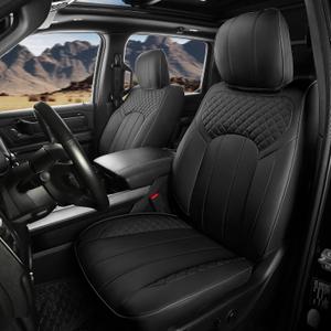 Seat Covers for Dodge Ram 2026 2025 2024 2023 2022 2021 2020 2019 1500 Crew Cab, Leather Seat Cover Big Horn Lone Star Rebel,Black