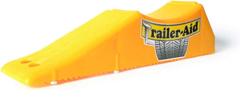 Camco Trailer-Aid - Tandem Trailer Ramp Provides 4 1/2" of Tire Lift  Great for RVs, Campers & More - Must Have Travel Trailer Accessories  Easy to Use, Yellow(21000)
