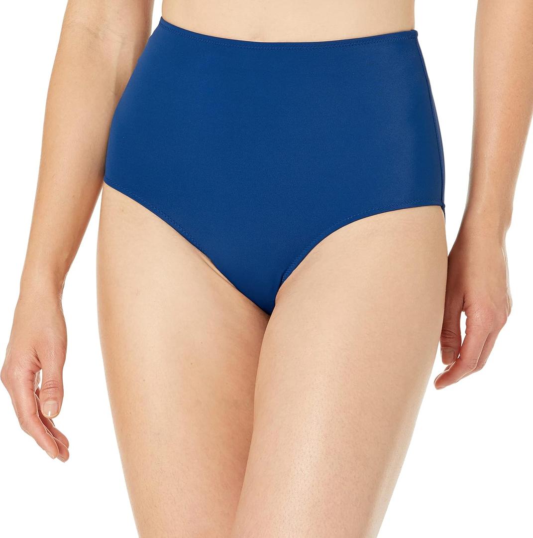 Amazon Essentials Women's High Waist Swim Bottom (Available in Plus Size) (Medium, Deep Blue)