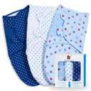 3 Pack Baby Swaddle 0-3 Months - Infant Adjustable Newborn Swaddles Blanket Baby Girl Boy, Swaddling Wrap Blanket Sleep Sack for Newborn-Blue
