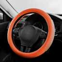 PIC AUTO Steering Wheel Cover, Glitter Gel Particles & Orange Luxury Leather Car Steering Cover, Universal Fit 14.5"-15.5" Anti-Slip Car Wheels Cover for Girls & Women