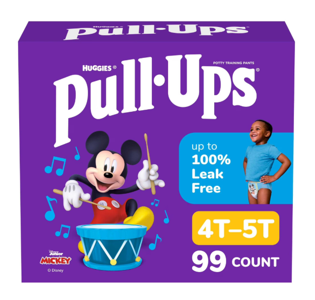 Pull-Ups Boys' Potty Training Pants, Size 4T-5T Training Underwear (38-50 lbs), 99 Count